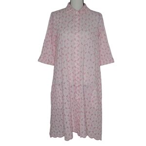 Lisa Marie Fernandez Floral Embroidered Eyelet Button Front Dress Size 6-8/M